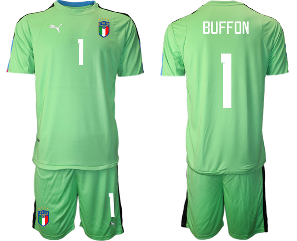 Men's Green Italy #1 Buffon Goalkeeper Soccer Jersey Suit