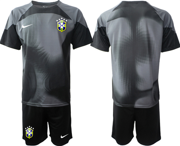 Men's Black Brazil Goalkeeper 2022 FIFA World Cup Soccer Jersey Suit