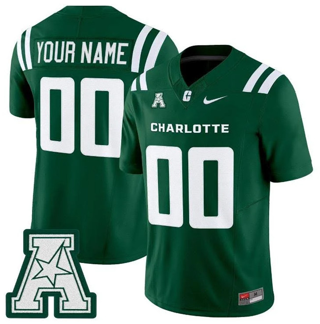 Men's Green Charlotte 49ers ACTIVE PLAYER Custom 2025 F.U.S.E. Vapor Limited Stitched Football Jersey