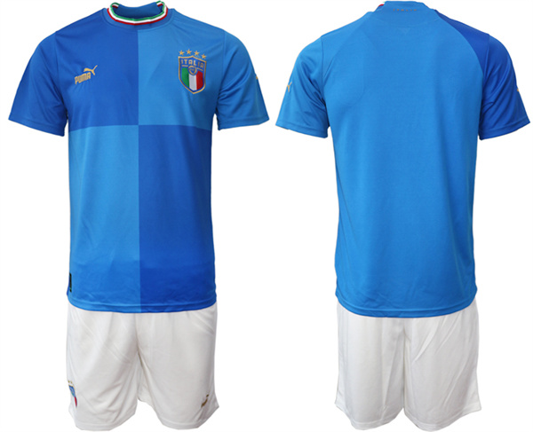 Men's Blue Italy Custom Home Soccer Jersey Suit