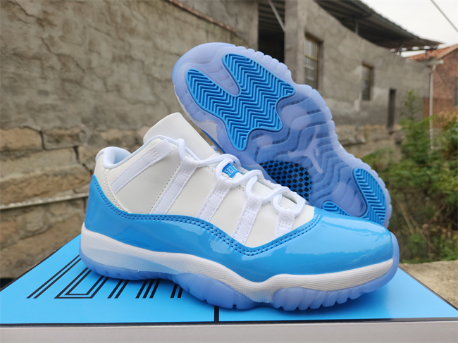 Women's White/Blue Running weapon Air Jordan 11 Shoes 036