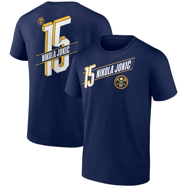 Men's Navy Denver Nuggets #15 Nikola Jokic Name & Number T-Shirt
