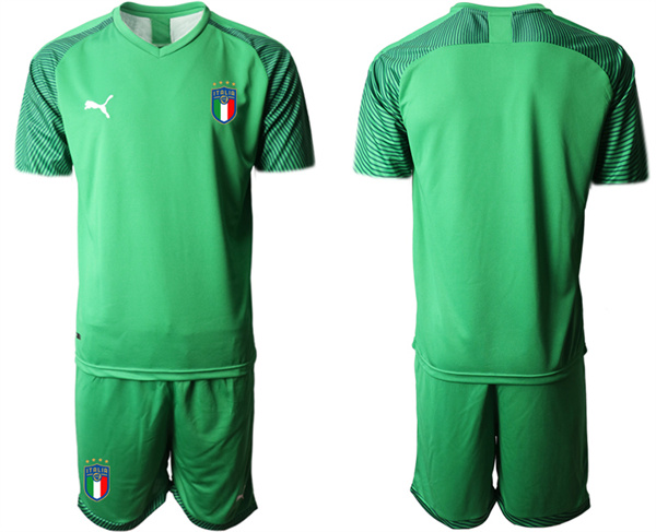 Men's Green Italy Blank Goalkeeper Soccer Jersey Suit