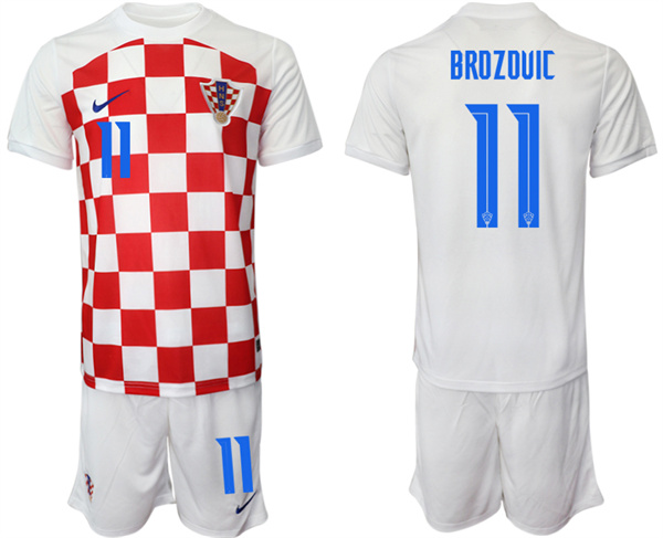 Men's White Croatia #11 Brozovic  Home Soccer Jersey Suit