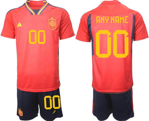 Men's Red Spain Custom Home Soccer Jersey Suit