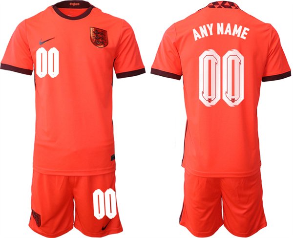 Men's Orange England Custom Away Soccer Jersey Suit