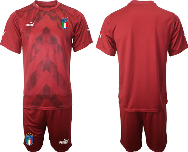 Men's Red Italy Blank Goalkeeper Soccer Jersey Suit