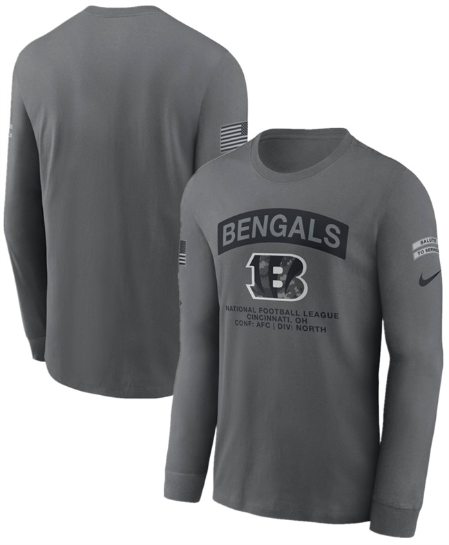 Men's Gray Cincinnati Bengals 2026 Salute to Service Long Sleeve T-Shirt
