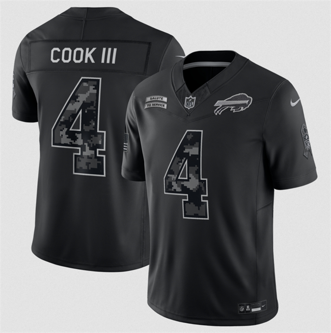 Men's Black Buffalo Bills #4 James Cook F.U.S.E. 2026 Salute to Service Limited Stitched Football Jersey