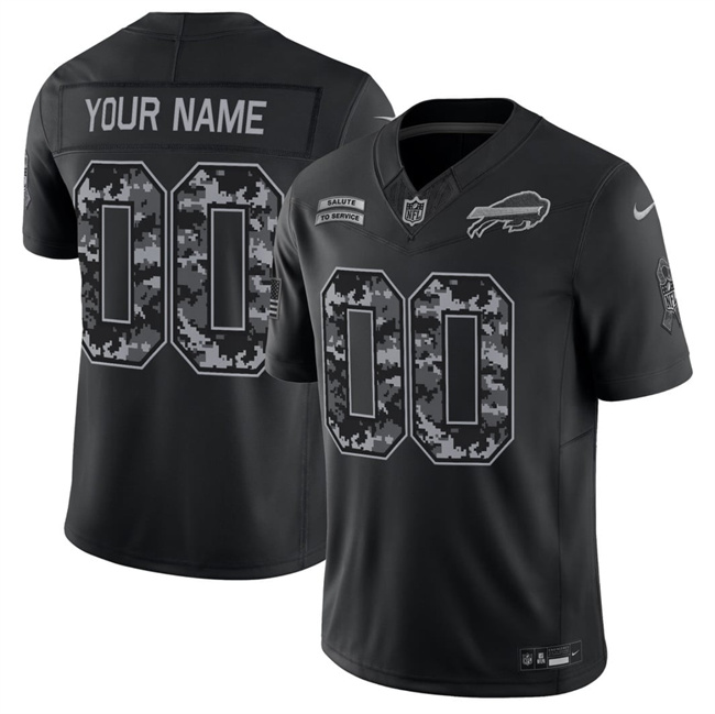 Men's Black Buffalo Bills Active Player Custom F.U.S.E. 2026 Salute to Service Limited Stitched Football Jersey