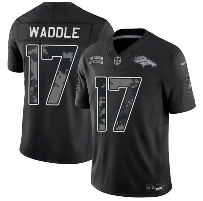 Men's Black Denver Broncos #17 Jaylen Waddle F.U.S.E. 2026 Salute to Service Limited Stitched Football Jersey