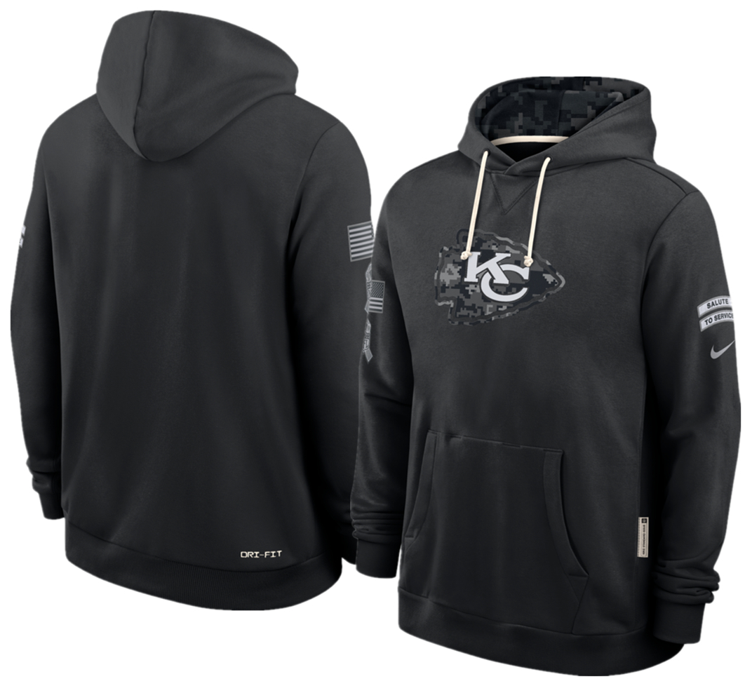 Men's Black Kansas City Chiefs 2026 Salute to Service Sideline Dri-FIT Pullover Hoodie