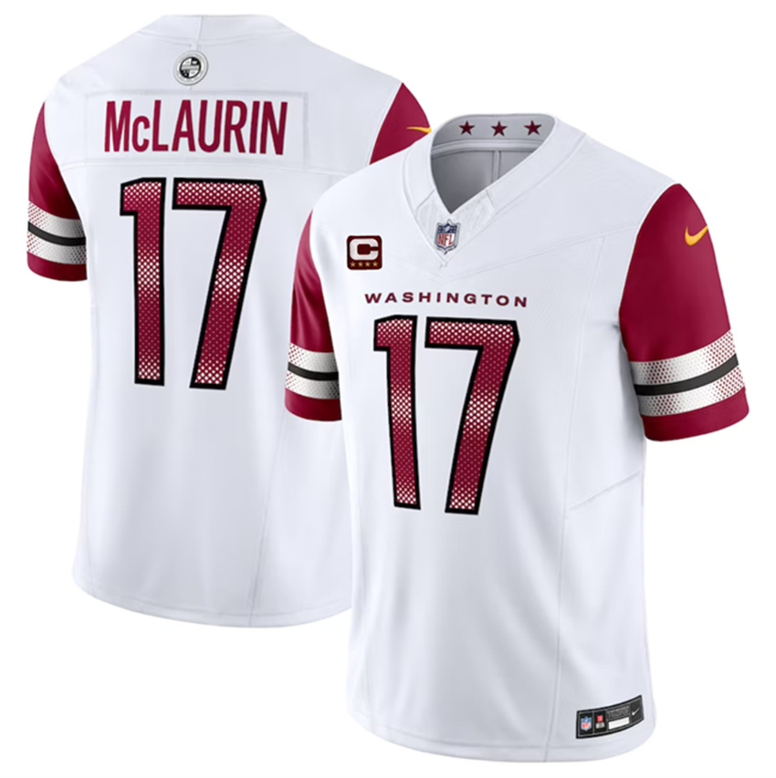 Men's White Washington Commanders #17 Terry McLaurin 2023 F.U.S.E. With 4-Star C Patch Vapor Limited Stitched Football Jersey