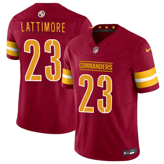 Men's Burgundy Washington Commanders #23 Marshon Lattimore 2024 F.U.S.E. Vapor Limited Stitched Football Jersey