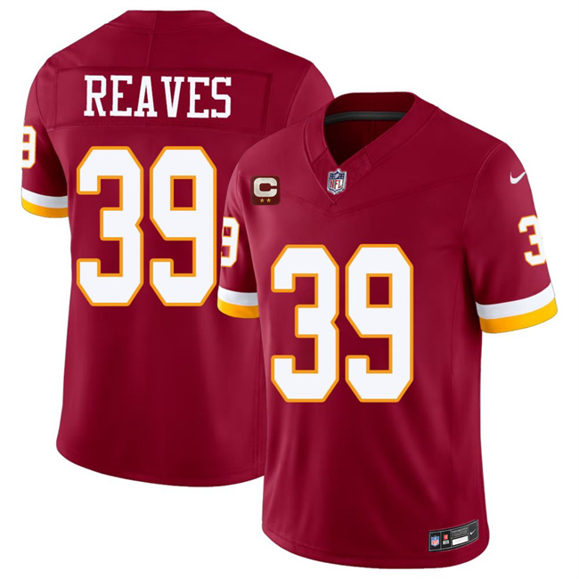Men's Burgundy Washington Commanders #39 Jeremy Reaves 2026 F.U.S.E. With 2-Star C Patch Vapor Limited Stitched Football Jersey