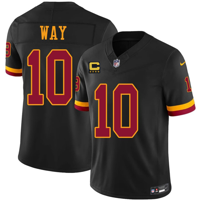 Men's Black Washington Commanders #10 Tress Way 2026 F.U.S.E. With 4-Star C Patch Vapor Limited Stitched Football Jersey