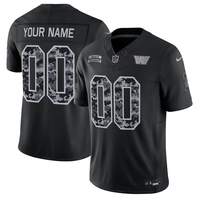 Men's Black Washington Commanders Active Player Custom F.U.S.E. 2026 Salute to Service Limited Stitched Football Jersey