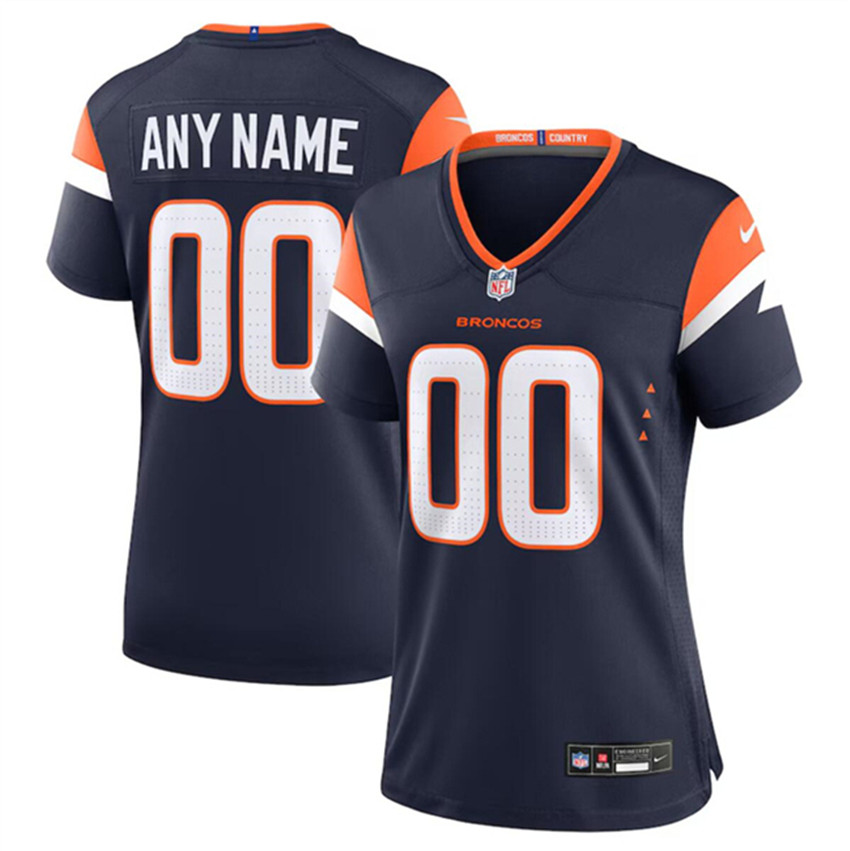Women's Navy Denver Broncos Active Player Custom 2024 Stitched Jersey(Run Small)