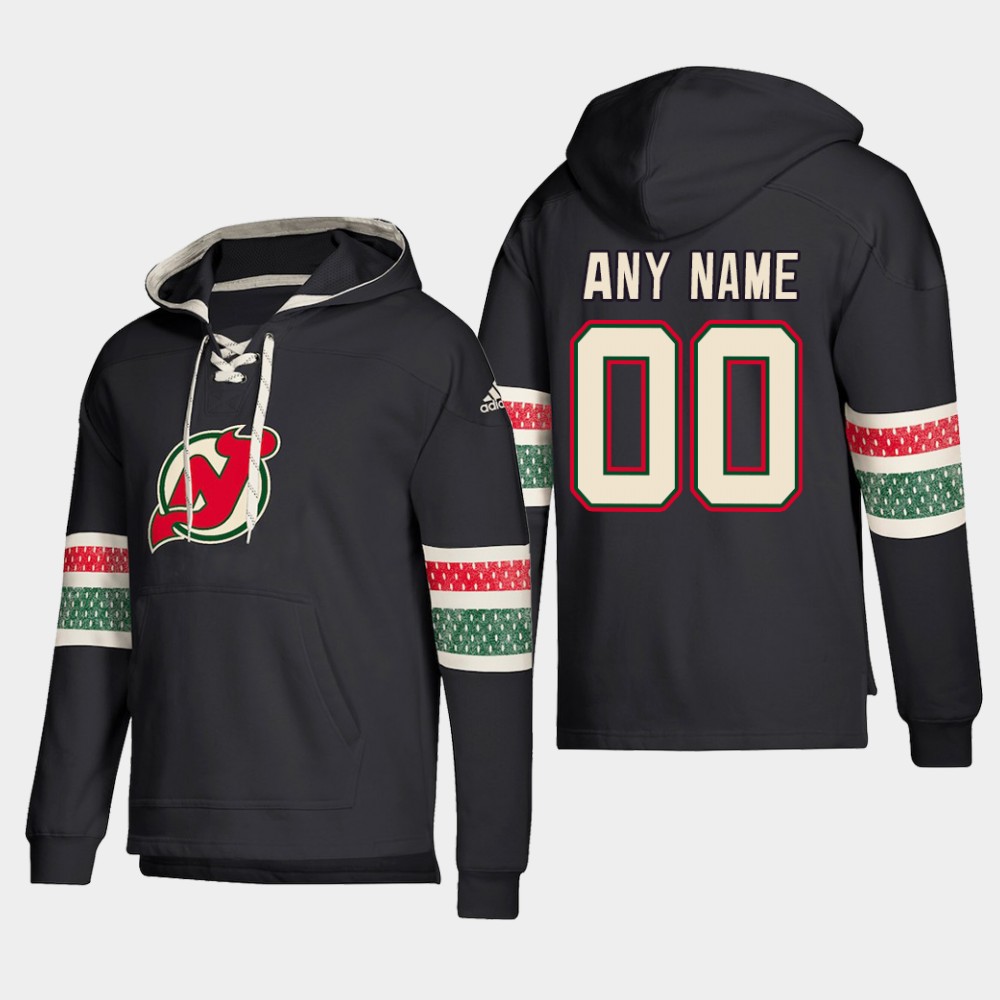 New Jersey Devils Personalized Lace-Up Pullover Hoodie Black