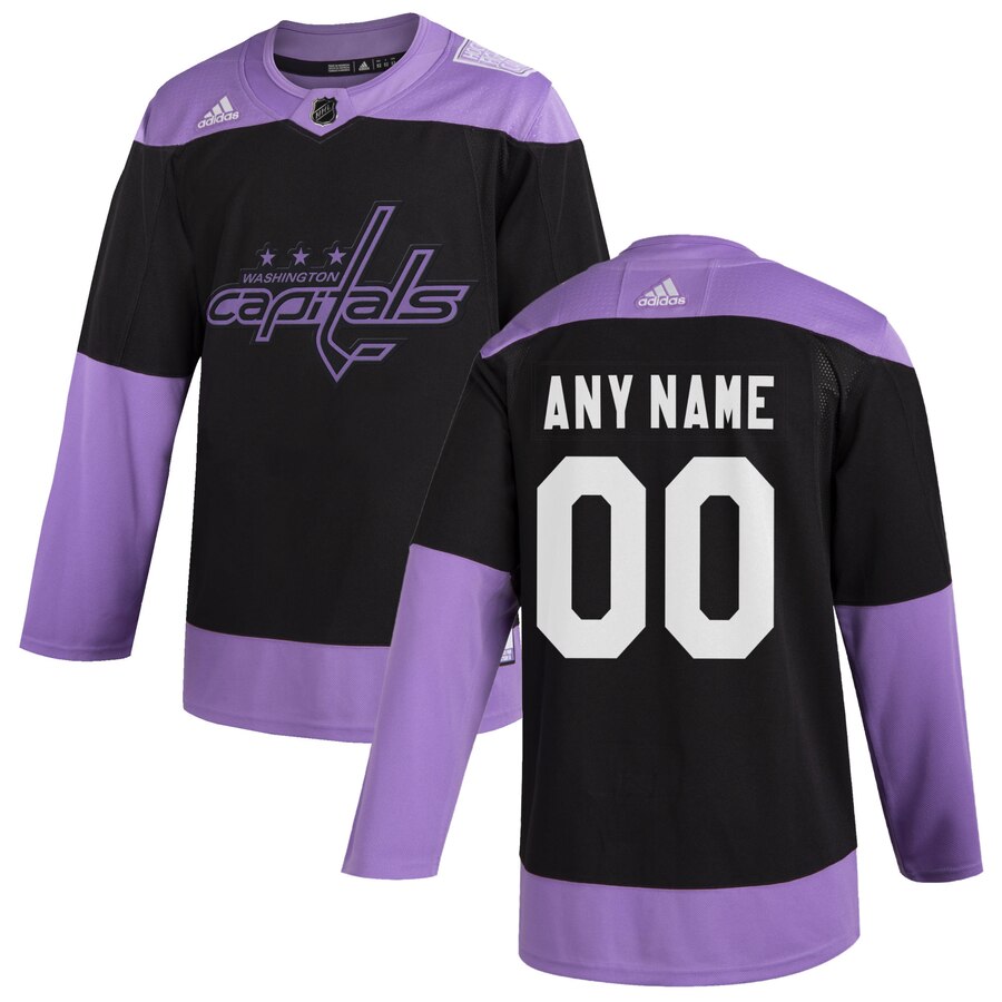 Washington Capitals Adidas Hockey Fights Cancer Custom Practice Jersey Black