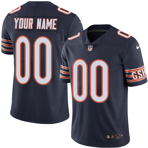 Men's Chicago Bears Customized Navy Blue Team Color Stitched Vapor Untouchable Limited Football Jersey