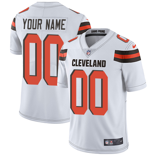 Youth Cleveland Browns Customized White Stitched Vapor Untouchable Limited Football Jersey