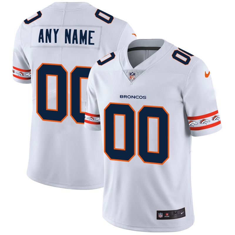 Denver Broncos Custom White Team Logo Vapor Limited Football Jersey