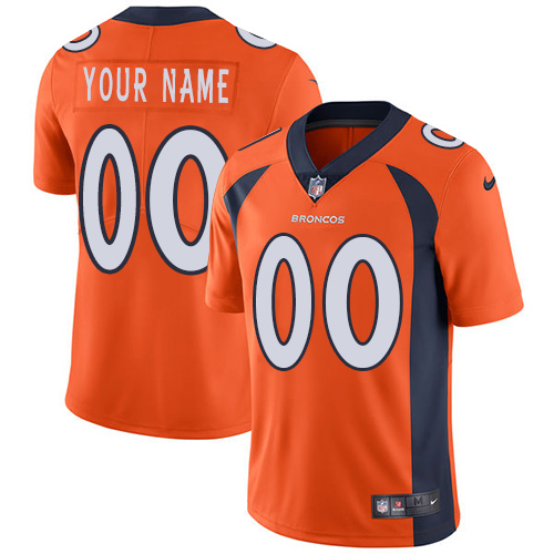 Youth Denver Broncos Customized Orange Team Color Stitched Vapor Untouchable Limited Football Jersey