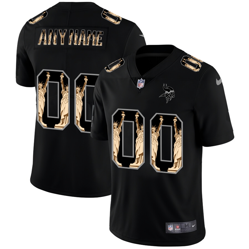 Minnesota Vikings Custom Carbon Black Vapor Statue Of Liberty Limited Football Jersey