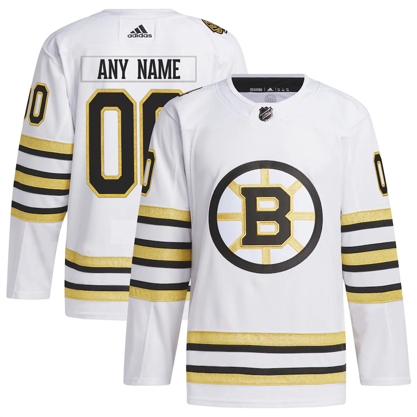 Men's White Boston Bruins 100th Anniversary Primegreen Custom Stitched Jersey