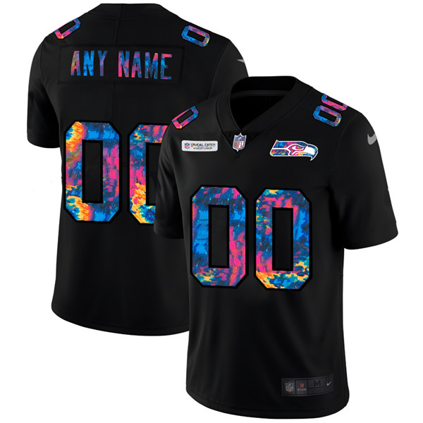 Men's Seattle Seahawks 2020 ACTIVE PLAYER Customize Black Crucial Catch Limited Stitched Jersey