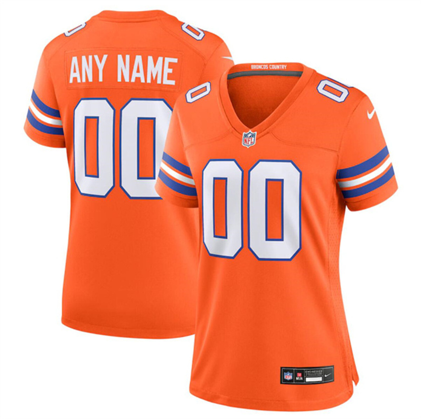 Women's Orange Denver Broncos Active Player Custom Mile High Collection 1977 Throwback Stitched Jersey(Run Small)