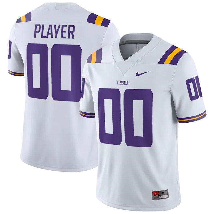Men's White LUS Tigers Customized Stitched Football Jersey