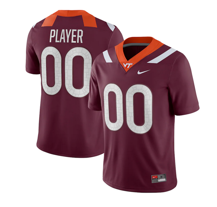 Men's Maroon Virginia Tech Hokies Name & Number Custom Stitched Football Jersey