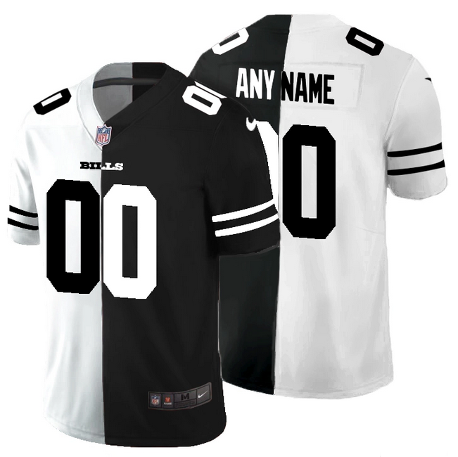 Men's Black & White  Buffalo Bills Customize Split Vapor Limited Stitched Football Jersey