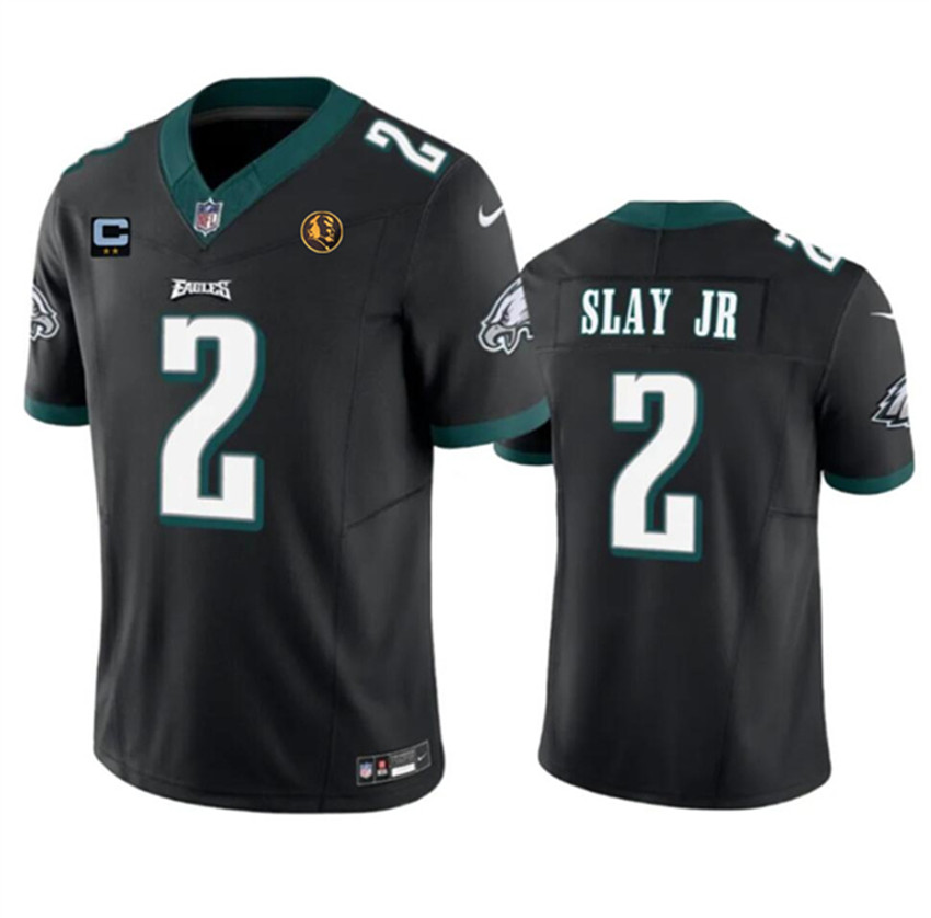 Men's Black Philadelphia Eagles #2 Darius Slay JR 2023 F.U.S.E. With 2-star C Patch And John Madden Patch Vapor Limited Stitched Football Jersey