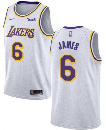 Men's White Los Angeles Lakers #6 LeBron James Stitched NBA Jersey