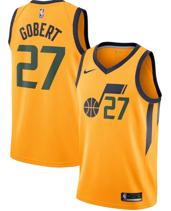 Men's Utah Jazz Yellow #27 Rudy Gobert Statement Edition Swingman Stitched Jersey