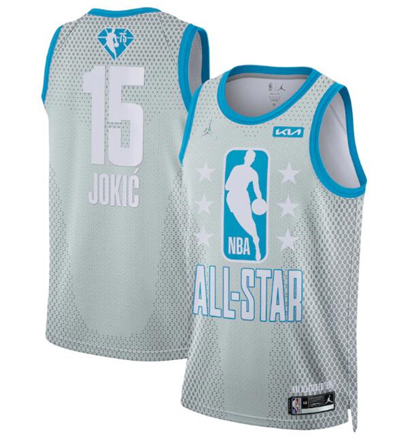 Men's Gray 2022 All-Star #15 Nikola Jokic Stitched Jersey