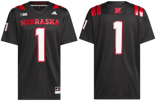 Men's Black Nebraska Cornhuskers #1 Stitched Football Jersey