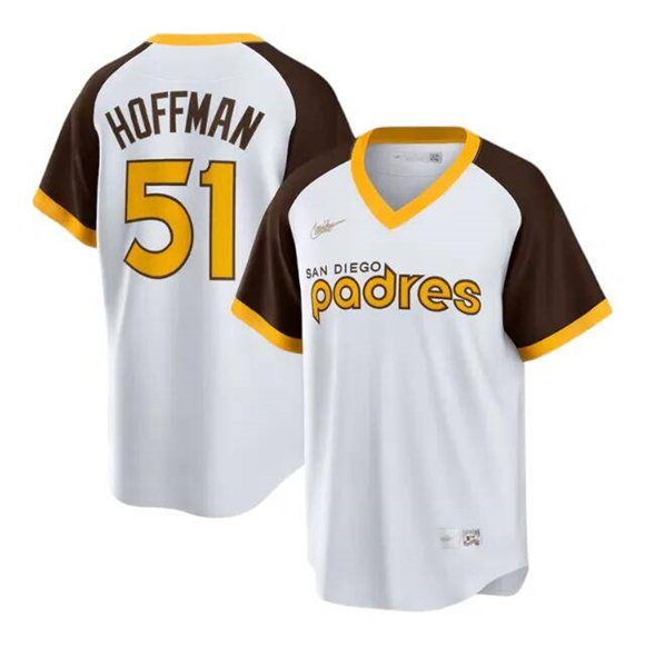 Men's White San Diego Padres #51 Trevor Hoffman Cooperstown Stitched Baseball Jersey