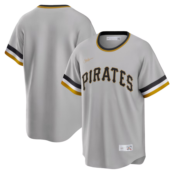 Men's Gray Pittsburgh Pirates Cooperstown Collection Cool Base Stitched Baseball Jersey