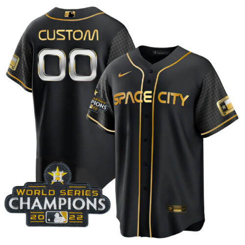 Women's Black Gold Houston Astros Active Player Custom 2022 World Series Stitched Baseball Jersey