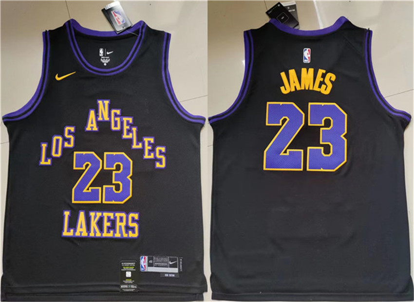 Men's Black Los Angeles Lakers #23 LeBron James Stitched Basketball Jersey