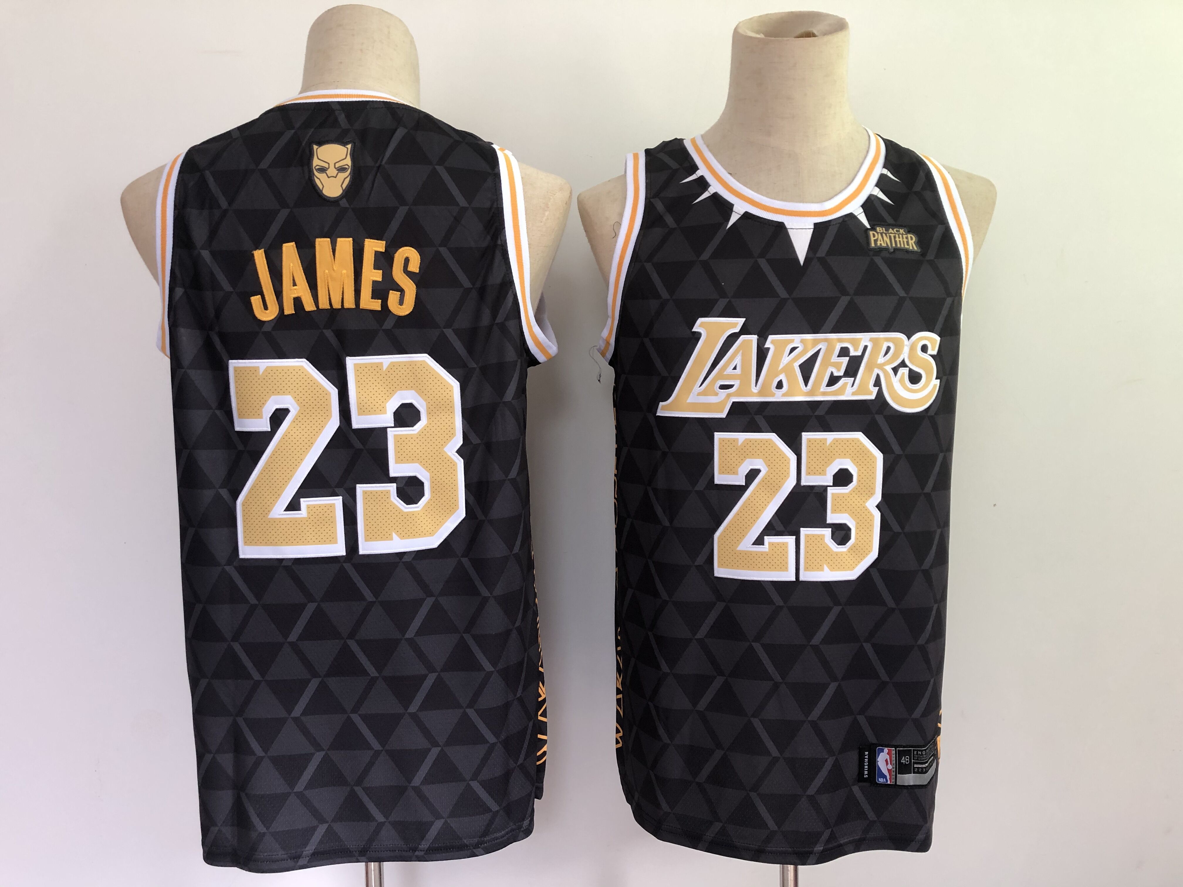 Men's Black Panther Los Angeles Lakers #23 LeBron James Limiter Stitched NBA Jersey