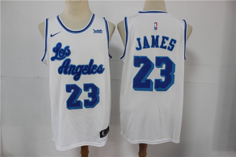 Men's White Angeles Lakers #23 LeBron James Mitchell & Ness Stitched Throwback NBA Jersey