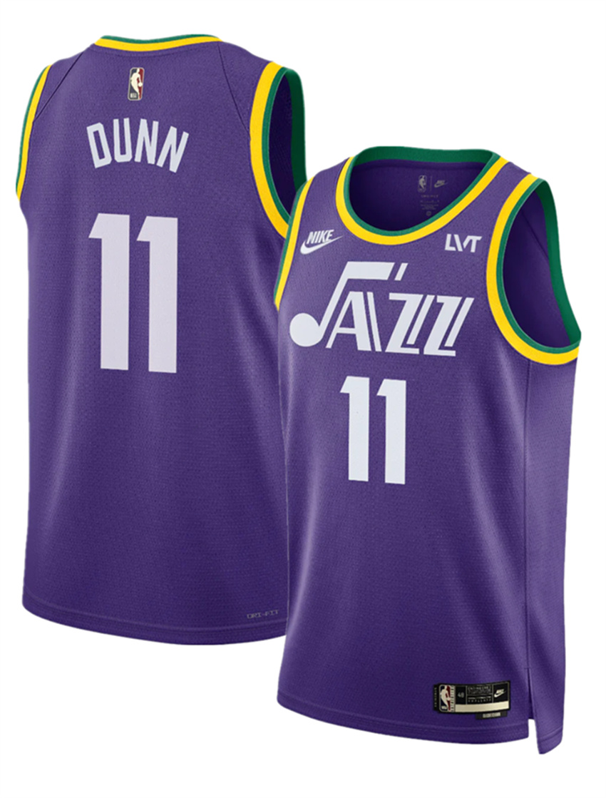 Men's Purple Utah Jazz #11 Kris Dunn 2023 Classic Edition Stitched Basketball Jersey