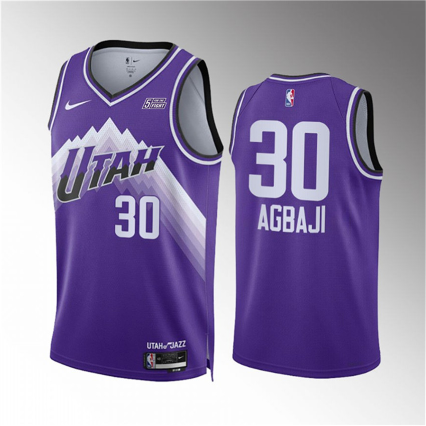 Men's Purple Utah Jazz #30 Ochai Agbaji 2023/24 City Edition Stitched Basketball Jersey