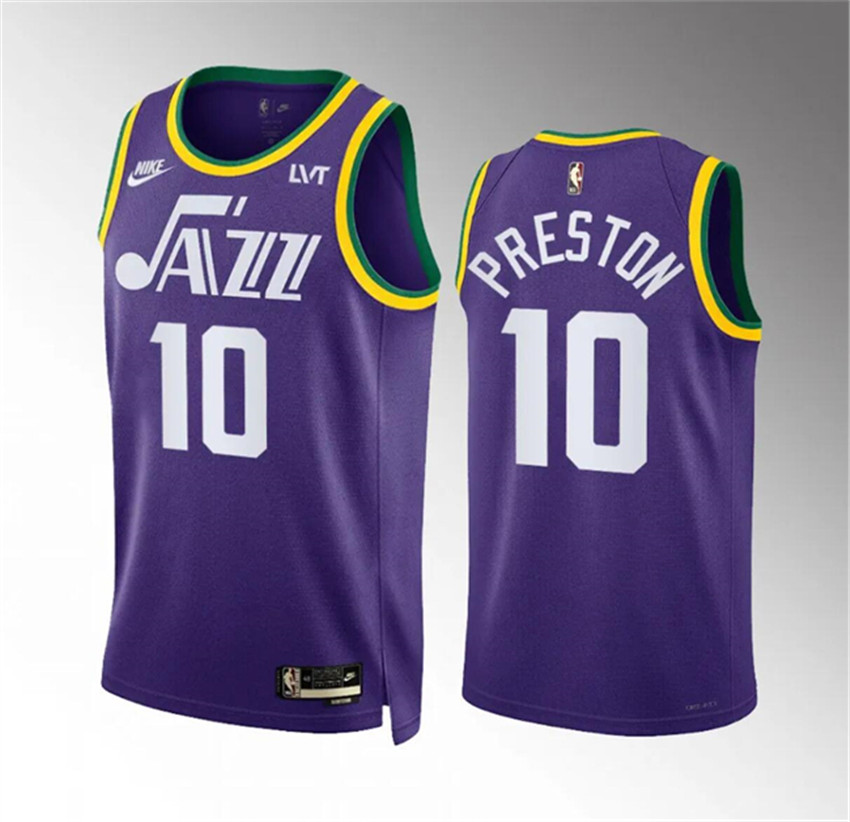 Men's Purple Utah Jazz #10 Jason Preston 2023/24 City Edition Stitched Basketball Jersey