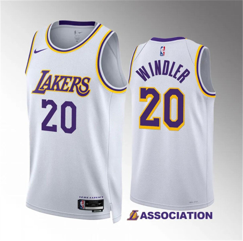 Men's White Los Angeles Lakers #20 Dylan Windler Association Edition Stitched Basketball Jersey